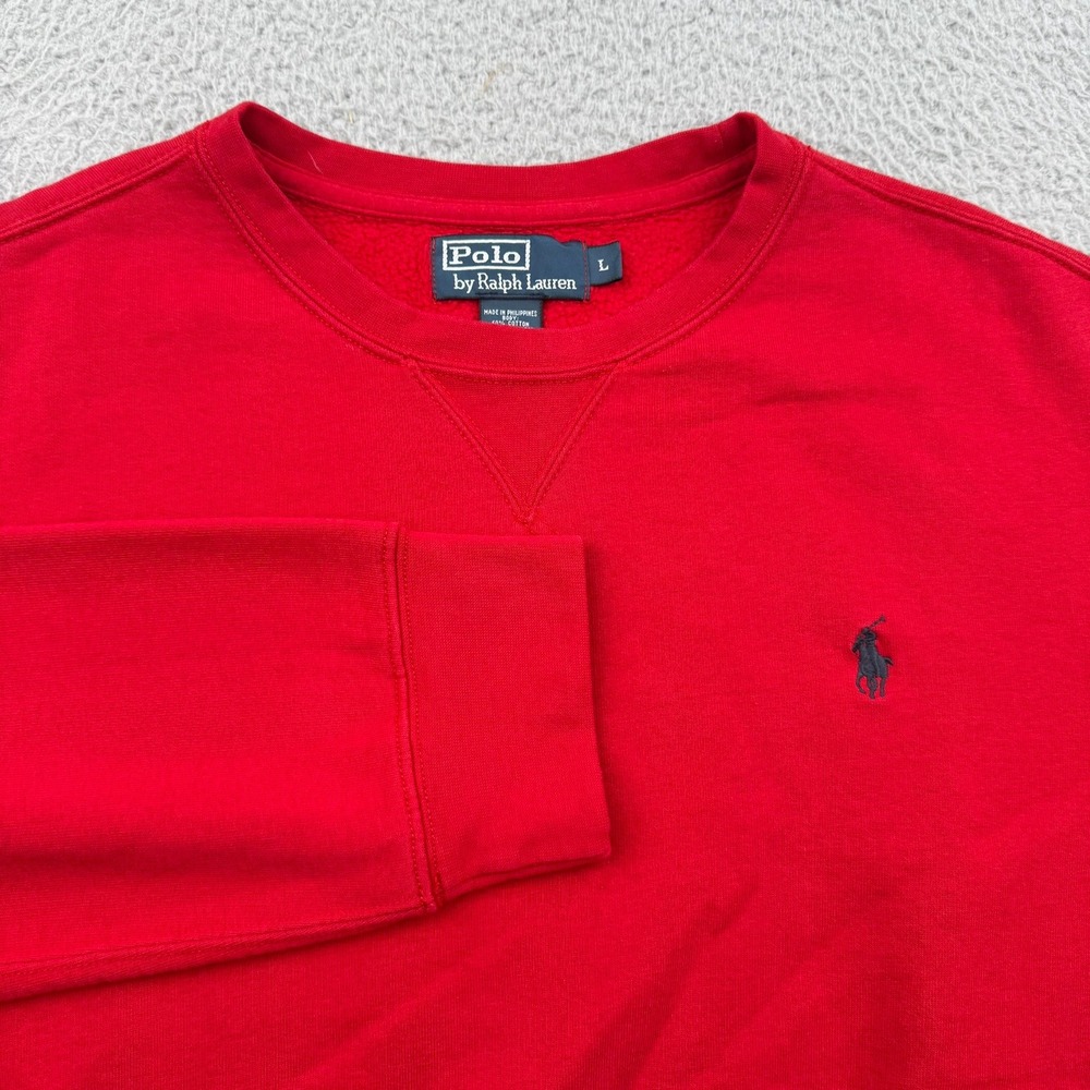 Polo Ralph Lauren Sweatshirt Men Large Red Crewneck Embroidered Pony Pullover